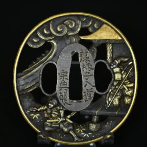 Marugata iron tsuba soten samurai
