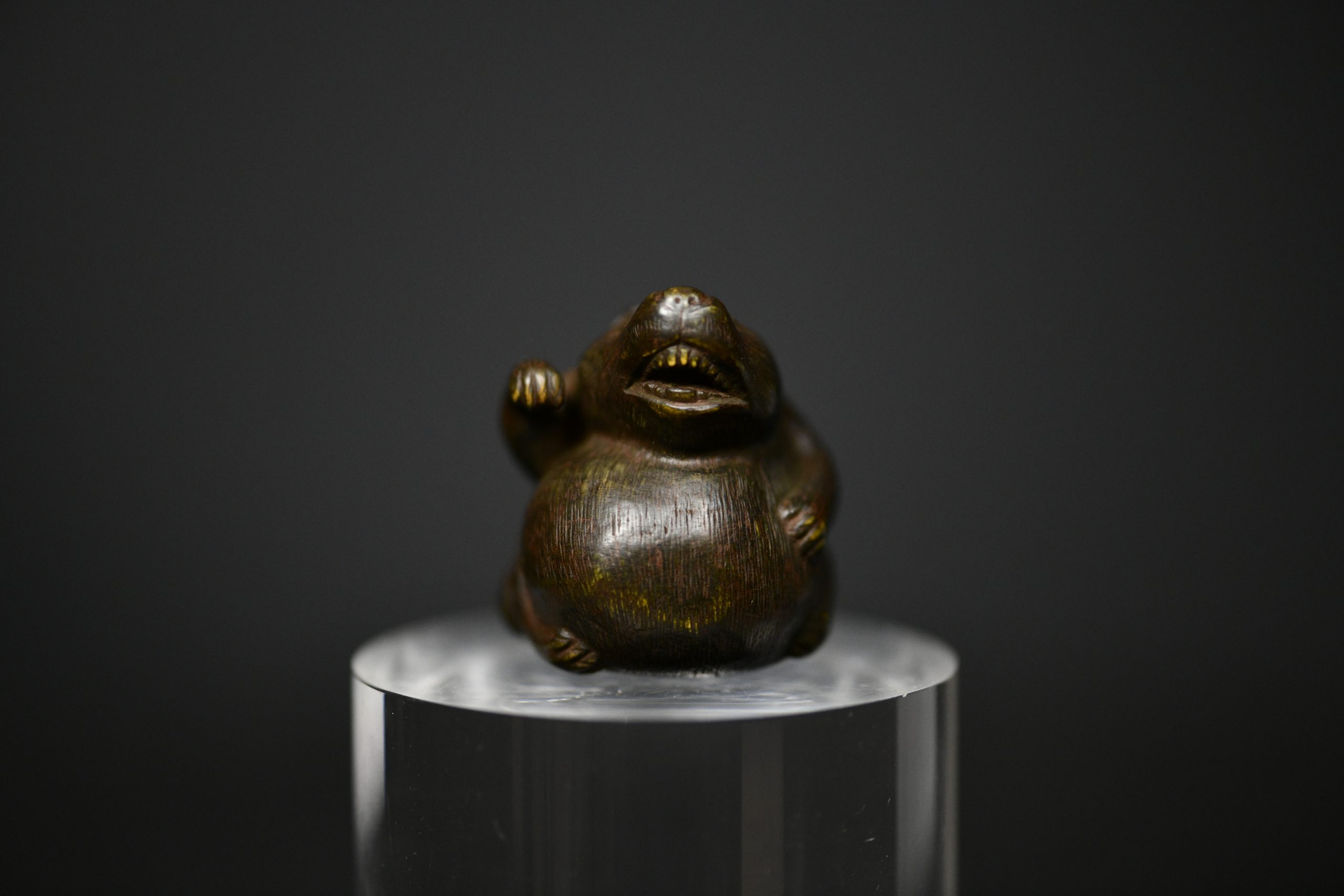 Tanuki netsuke wood
