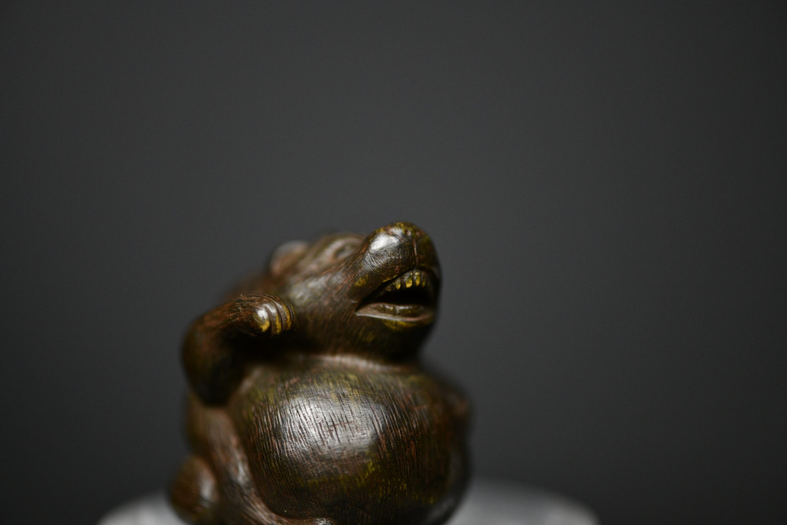 Tanuki netsuke wood