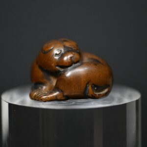netsuke wood dog