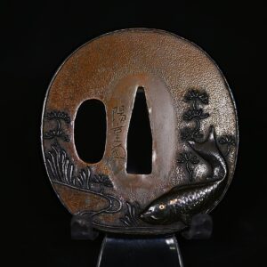 Marugata copper koi tsuba NBTHK hozon