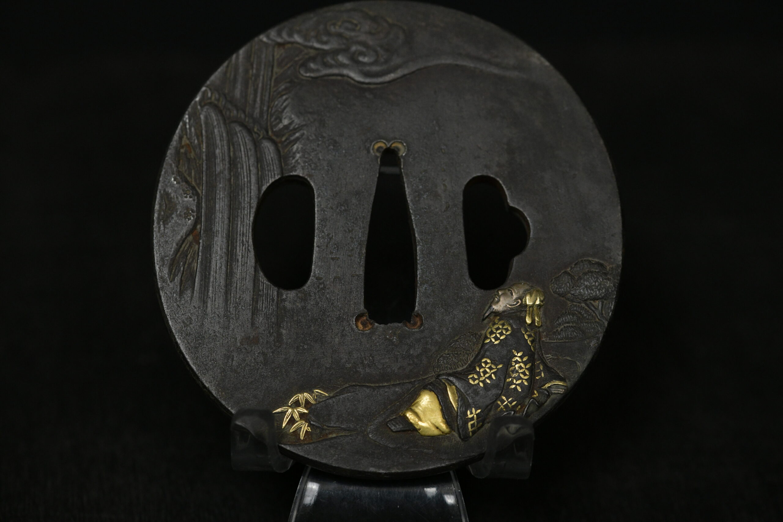 Iron Marugata Tsuba Sennin