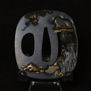 Shakudo Kakugata Shoki Tsuba