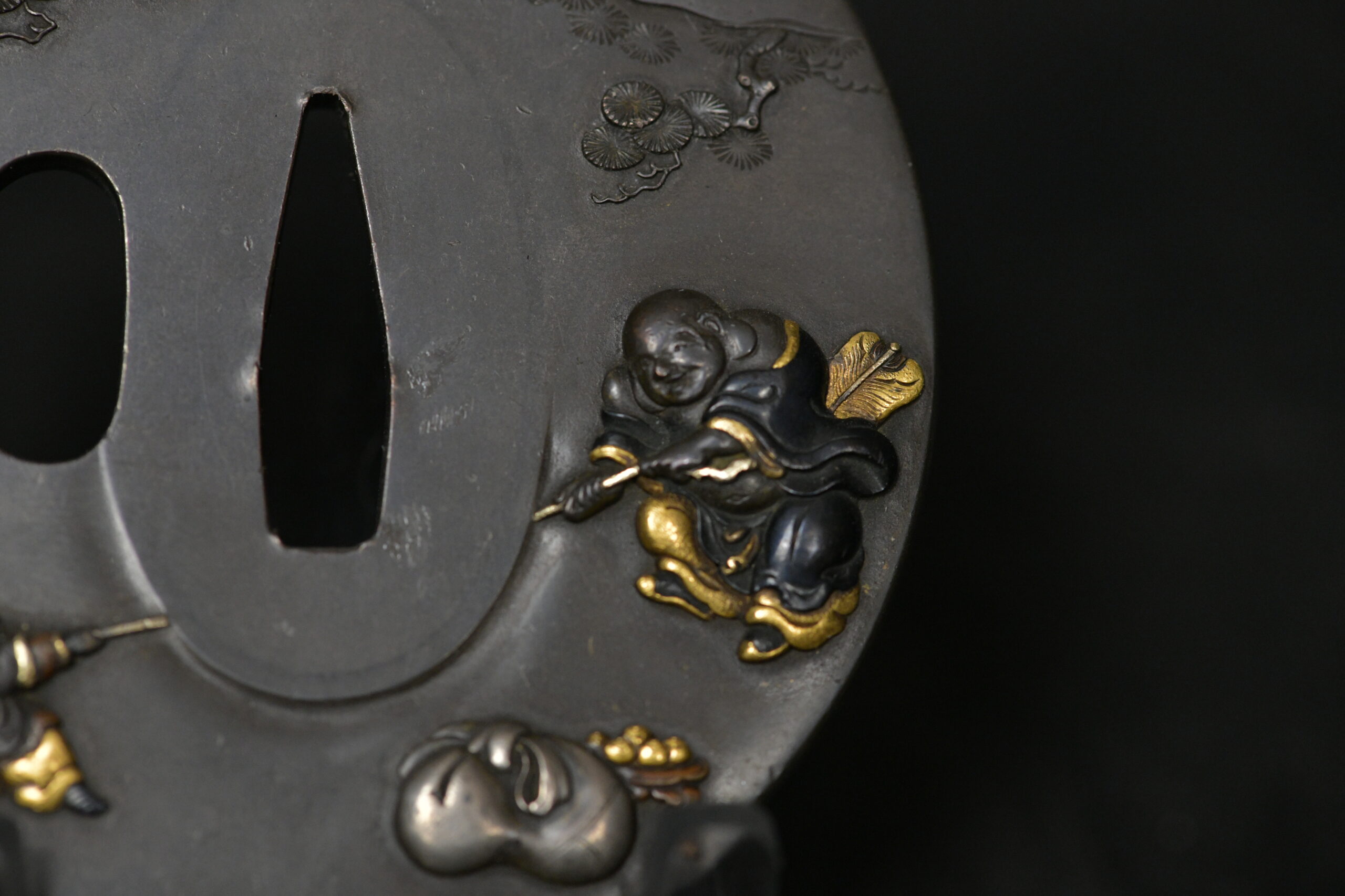 Marugata Shibuichi Hotei Tsuba