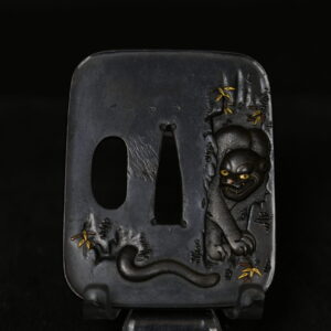 Aorigata shakudo tiger tsuba