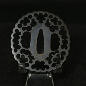Kikugata shakudo openwork tsuba