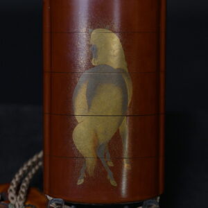 Inro Red lacquer horse