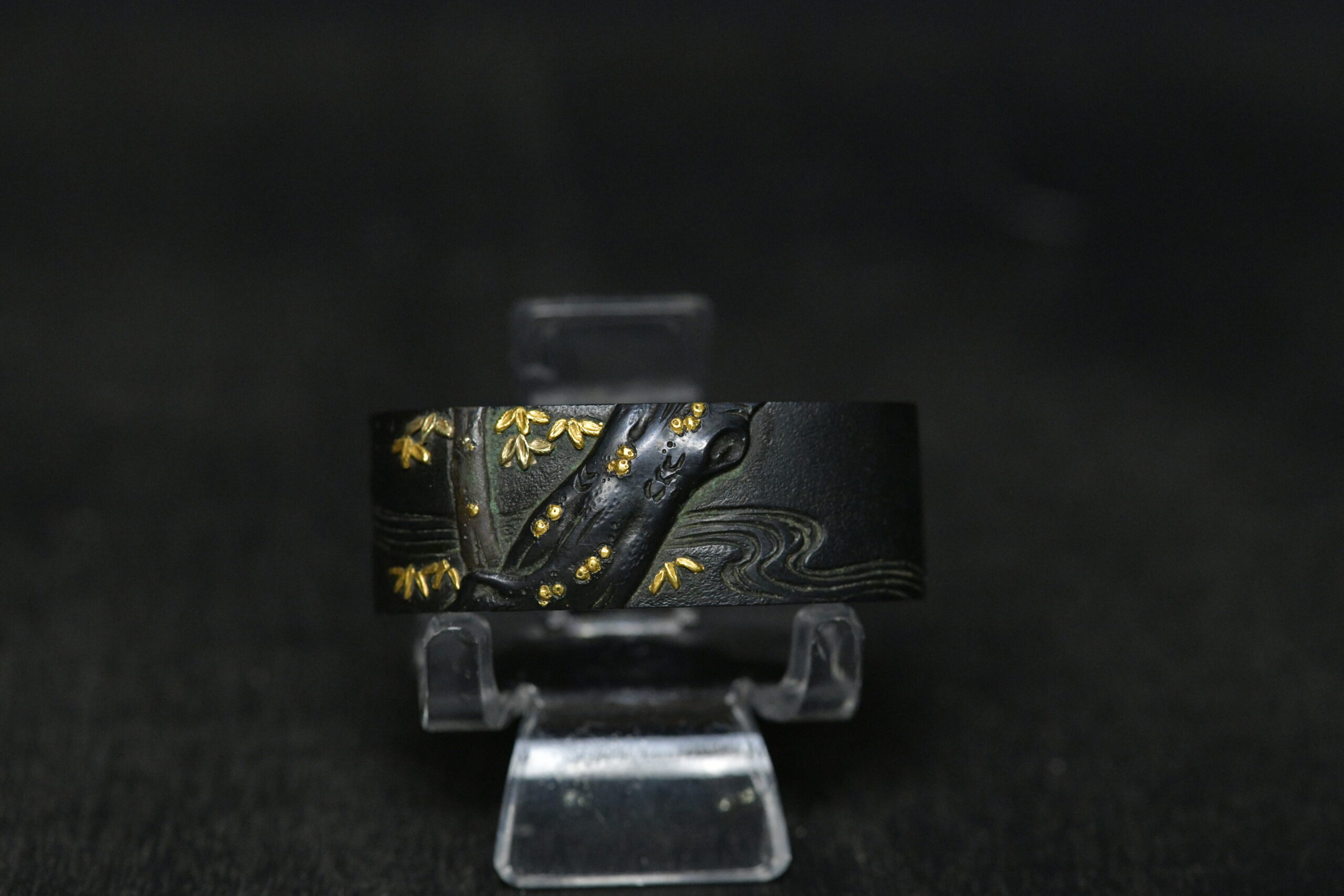 fuchi Kashira shakudo birds and three