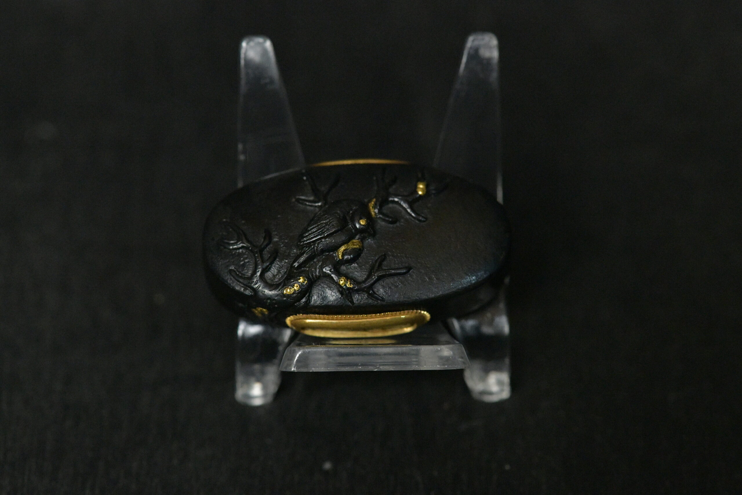 fuchi Kashira shakudo birds and three