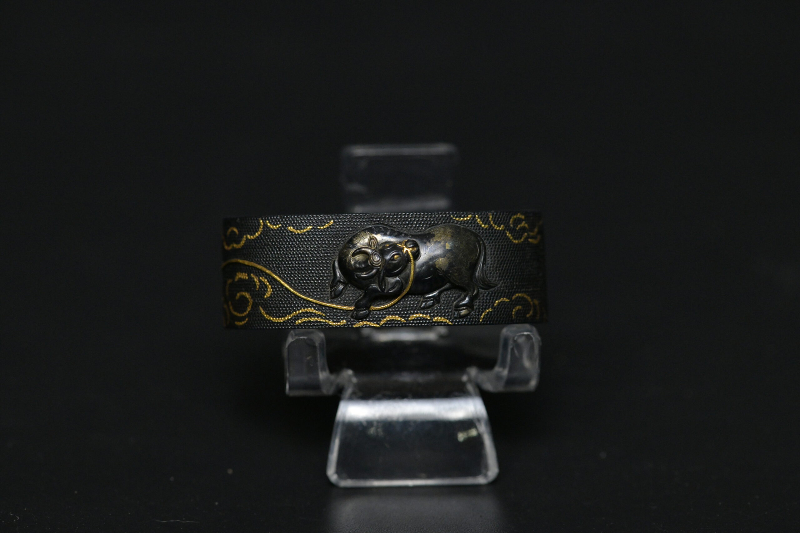 Fuchi kashira shakudo ox