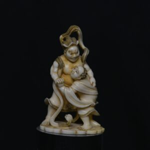 Okimono Fudo wrestling ivory