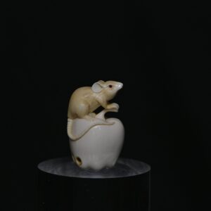 Netsuke rat and apple ivory