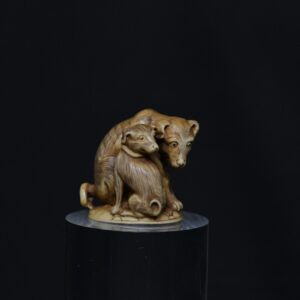 Okimono dog and puppy ivory