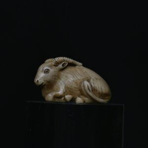 Netsuke reclining goat ivory