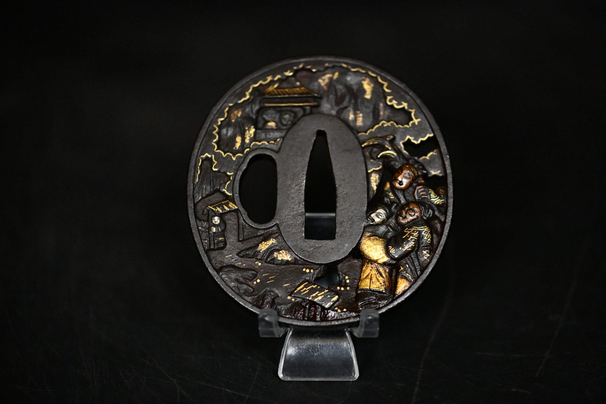 Marugata Tsuba Iron gold inlays