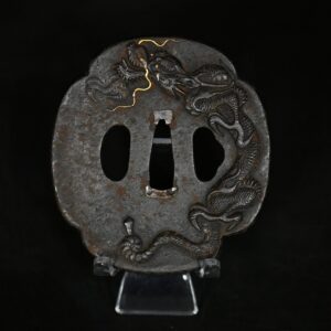 Iron dragon Edo tsuba for sale
