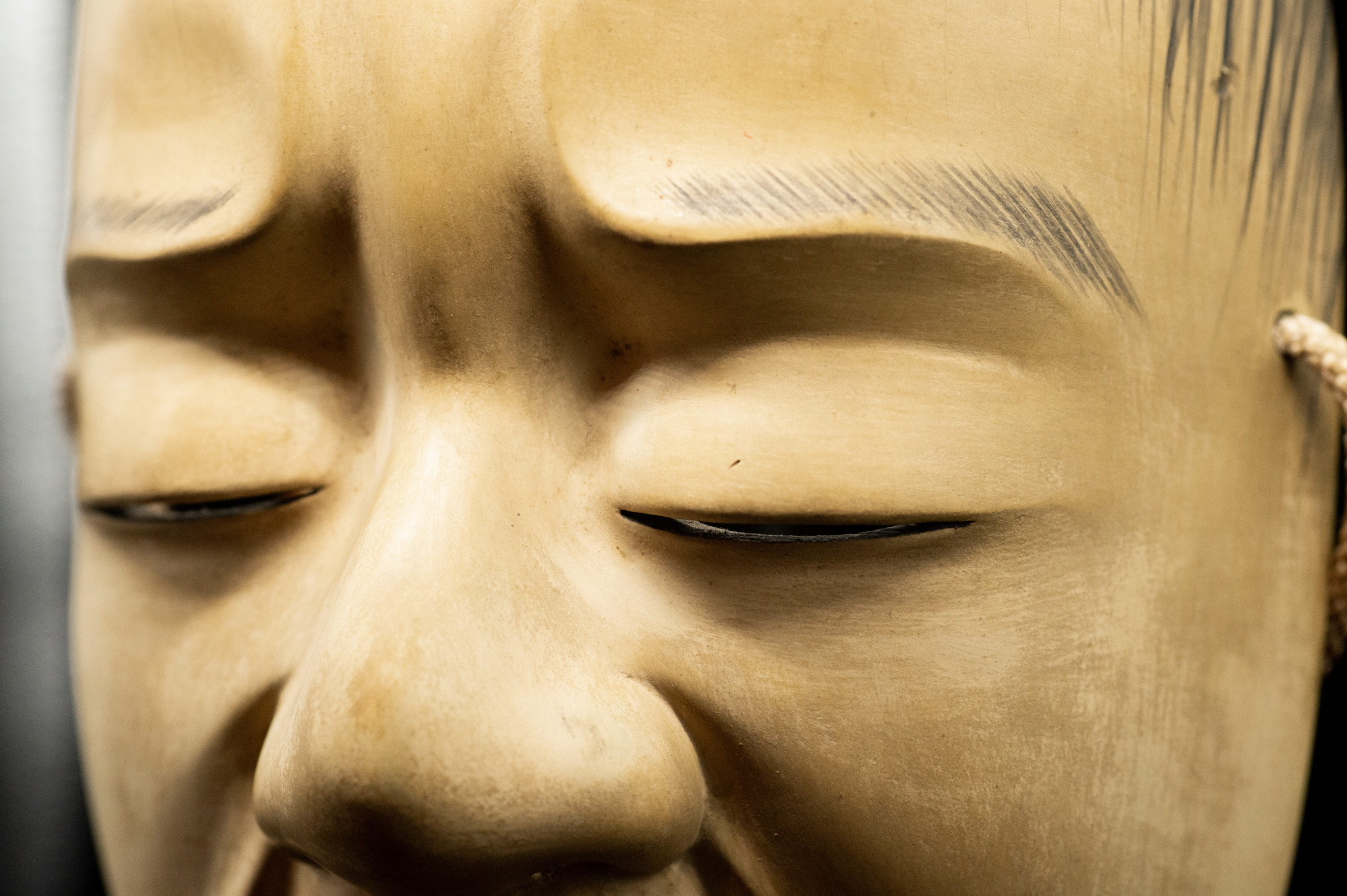 apanese signed Noh Mask depicting Yoroboshi (Blind Monk)