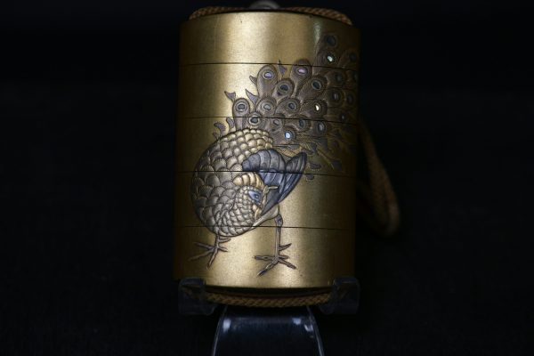 Inro Makie shibayama peacock