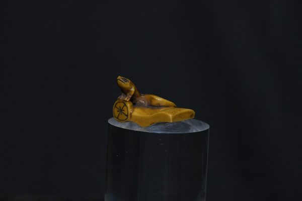 Netsuke lizzard on tie ivory
