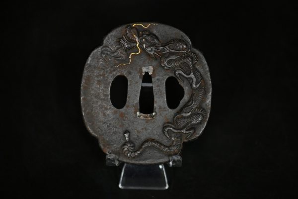 Iron dragon Edo tsuba for sale